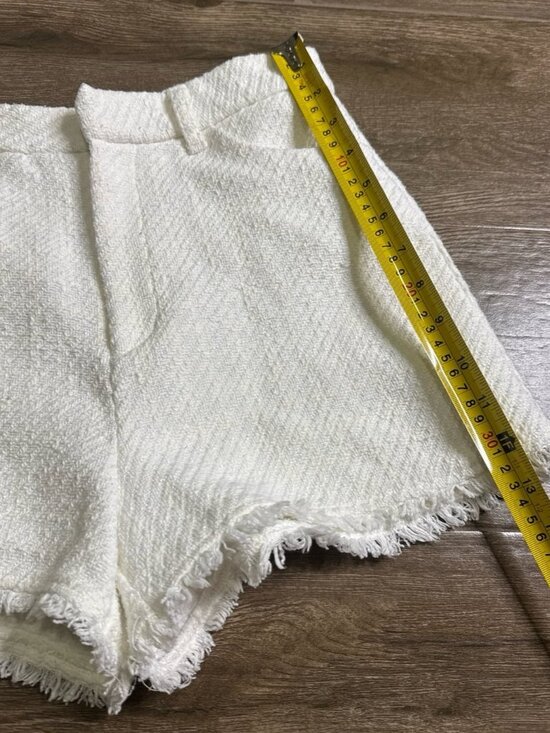 Zara White Tweed Knit High Waisted Shorts Women’s S - Picture 3 of 9